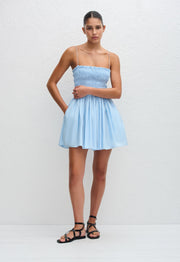 Shirred Bodice Mini Dress - Sky - Matteau